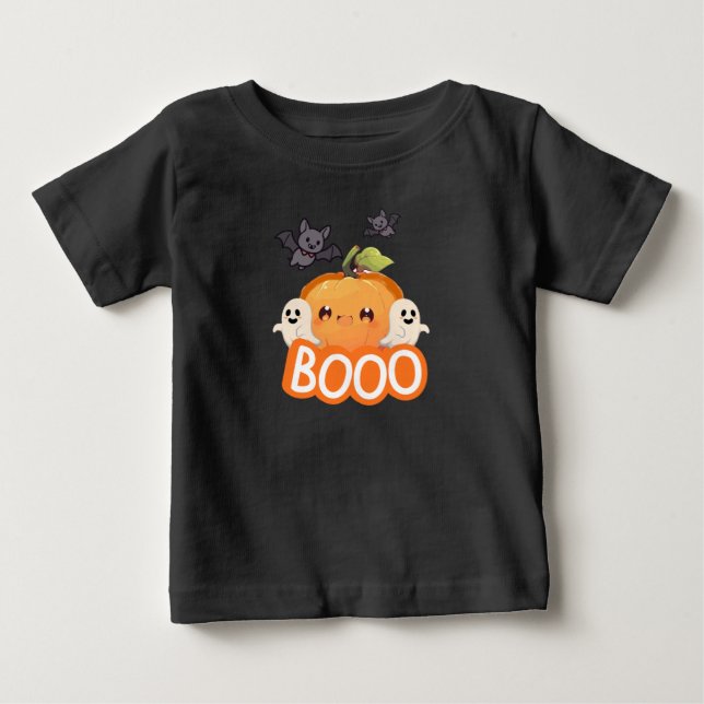 Cute Pumpkin Ghosts BOOO Camiseta de Halloween (Frente)