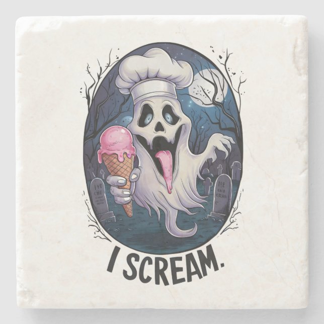 Cute Punny Ghost Sorvete Halloween Porta-Copos (Frente)