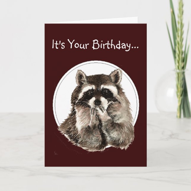 Cute Raccoon de Cartão de Aniversário Mais Velho E (Frente)