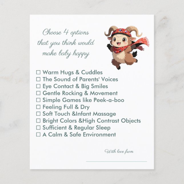 Cute Ram Baby Shower Happy Baby Game (Frente)