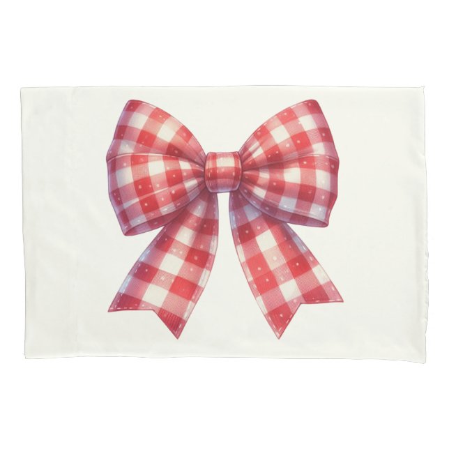 Cute Red and Cream Gingham Bow (Frente)