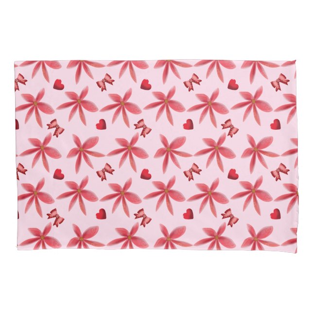 Cute Red Floral Heart Pattern Seamless Girly  (Frente)