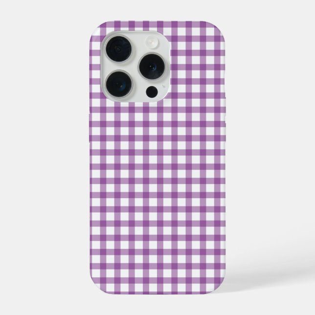 Cute Retro Gingham Plaid Purple Pattern (Verso)