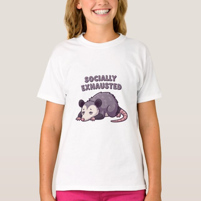 Cute Retro Possum Quiet Girls T-Shirt (Frente)