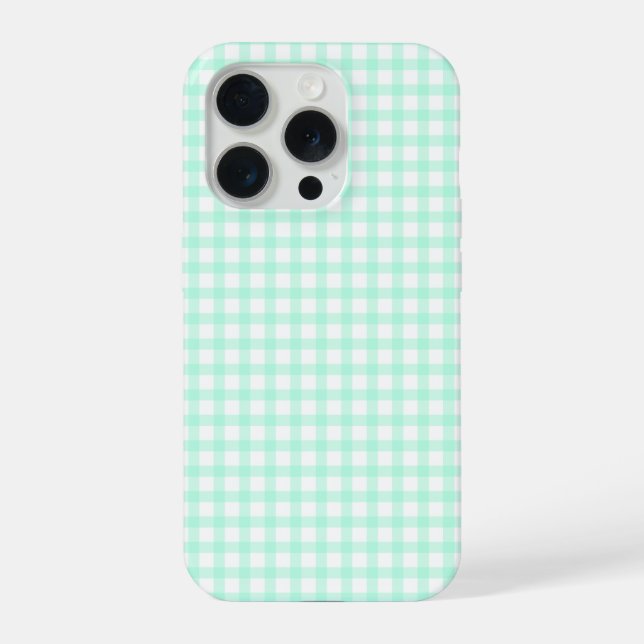 Cute Retro Sea Green Gingham Plaid pattern (Verso)