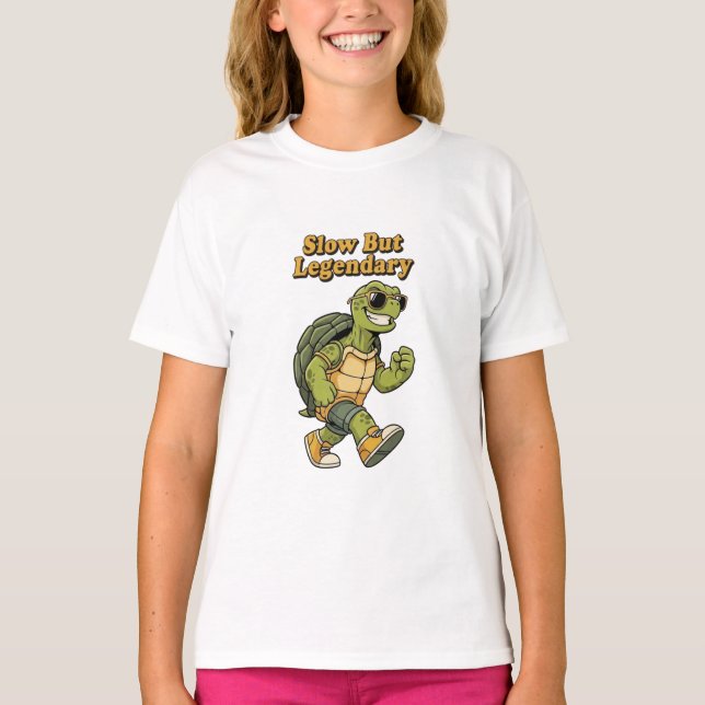 Cute Retro Turtle Calm Girls T-Shirt (Frente)