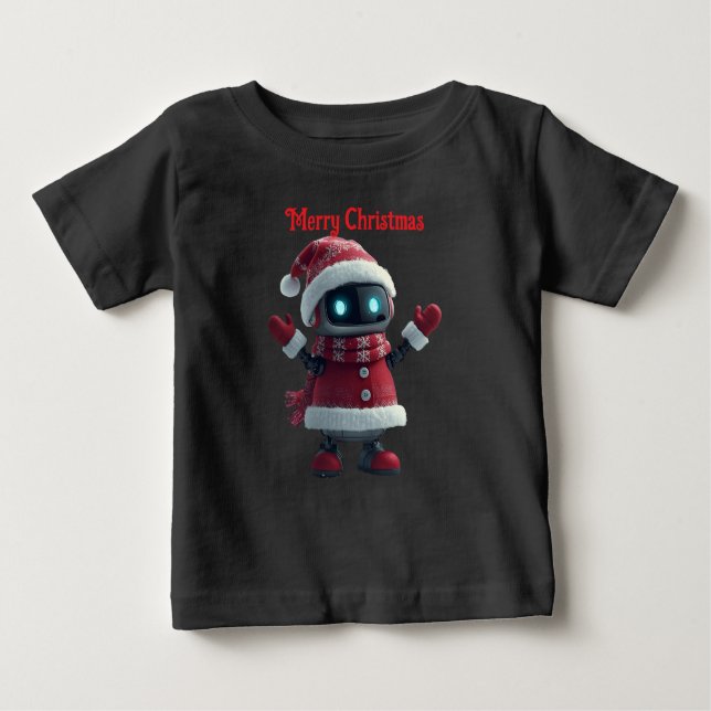 cute robot Christmas holiday tech T-Shirt (Frente)