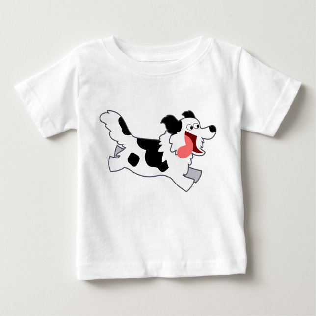 Cute Runon Border Collie Kids T-Shirt (Frente)