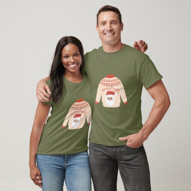 Cute Santa Ugly Christmas Sweater Unisex T-shirt (Unissex)