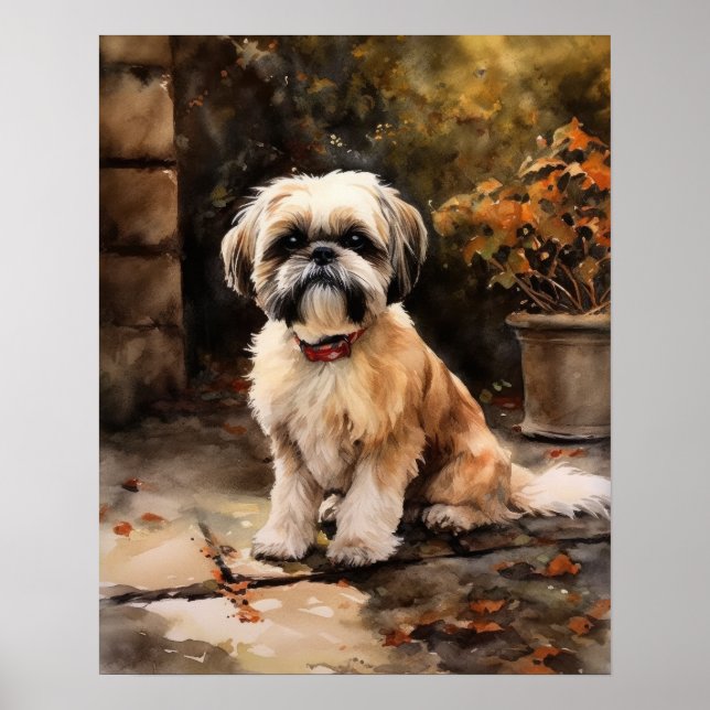Cute Shih Tzu Dog Art Impressão (Frente)