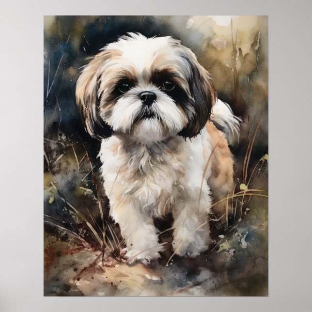 Cute Shih Tzu Dog Art Impressão (Frente)