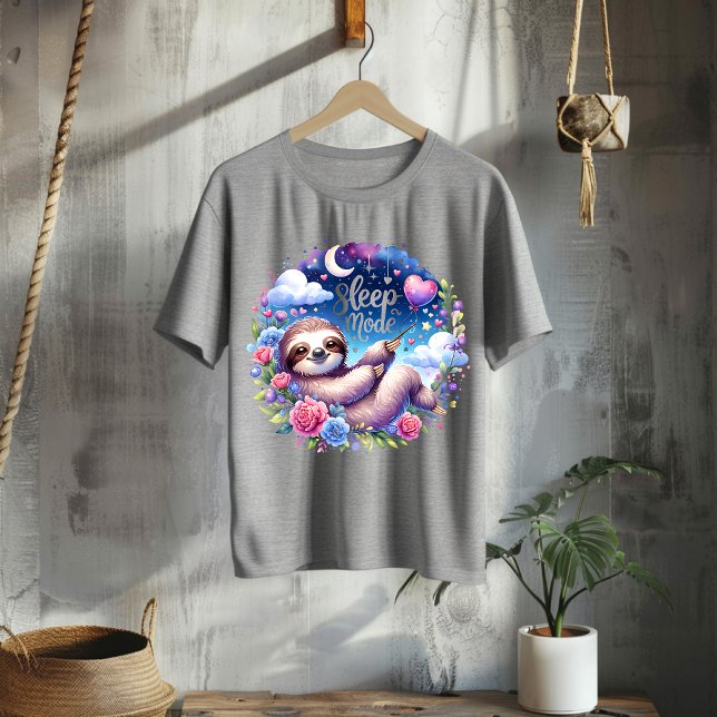 Cute Sleep Mode Sloth Night Sky T-Shirt (Criador carregado)
