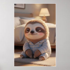 Cute Sleepy Sloth Pajamas Art Poster