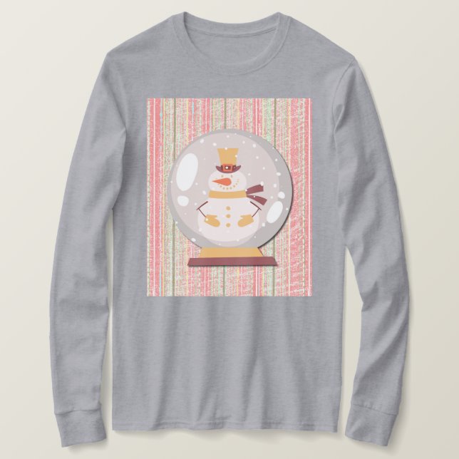 Cute Snowman Snow Globe Art on T-Shirt (Frente do Design)