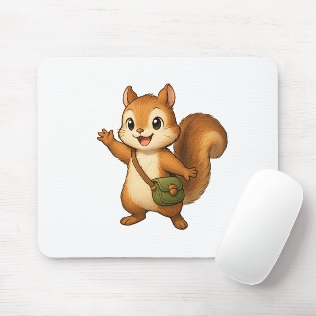 Cute Squirrel Mouse Pad – Okojo and Friends (Com mouse)