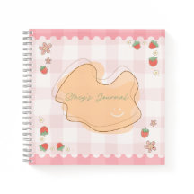 Cute Strawberry Checkered Personalized Journal