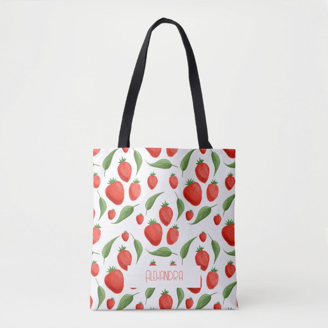 Cute Strawberry Pattern Eco Tote Bag (Frente)