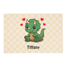 Cute Tapete de Jantar de Dinossauro – Adicione Nom