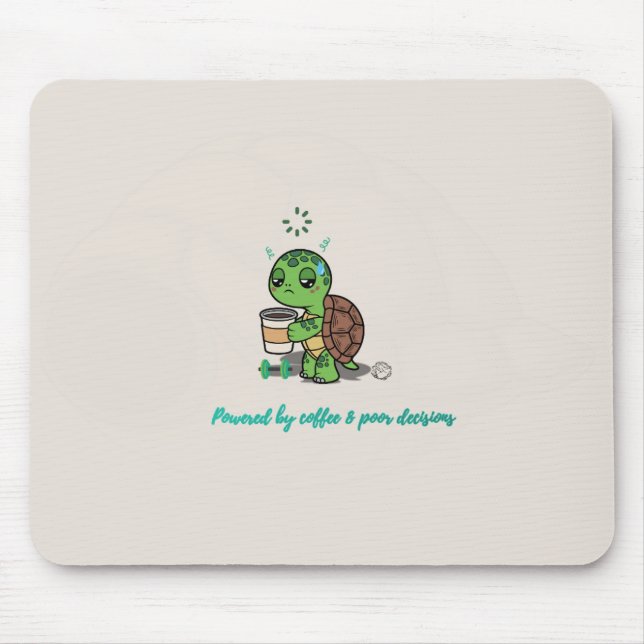 Cute Tartaruga Amante de Café Mouse Pad (Frente)