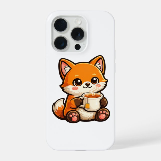 Cute Tea Fox Illustration – Cozy Fox Drinking Tea (Verso)