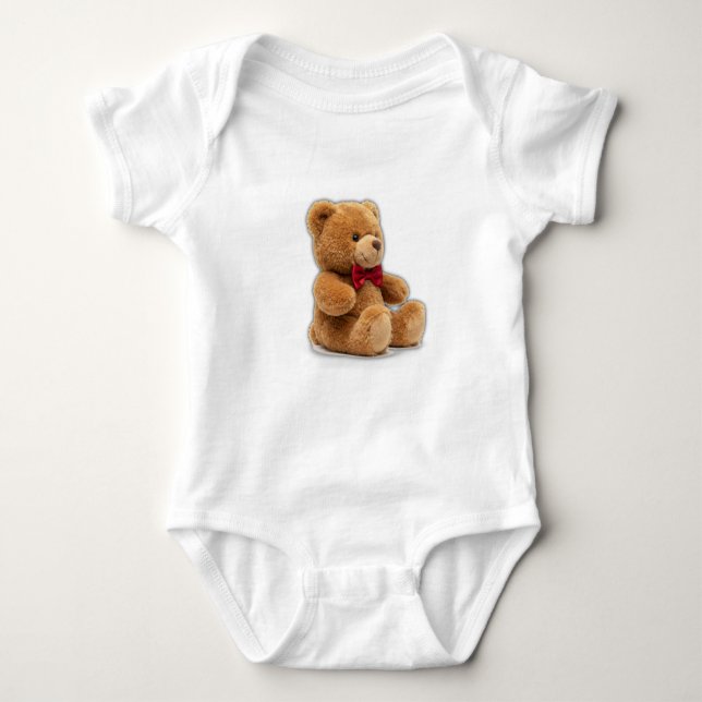 Cute Teddy Bear Art Double-Sided Graphic T-Shirt (Frente)