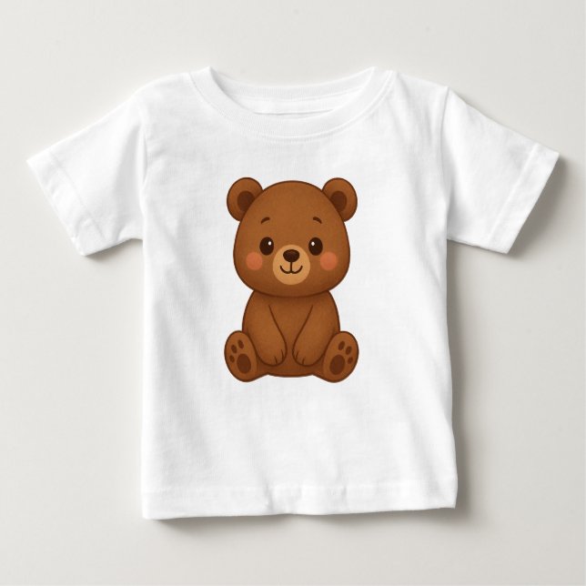Cute Teddy Bear Illustration Baby T-Shirt  (Frente)