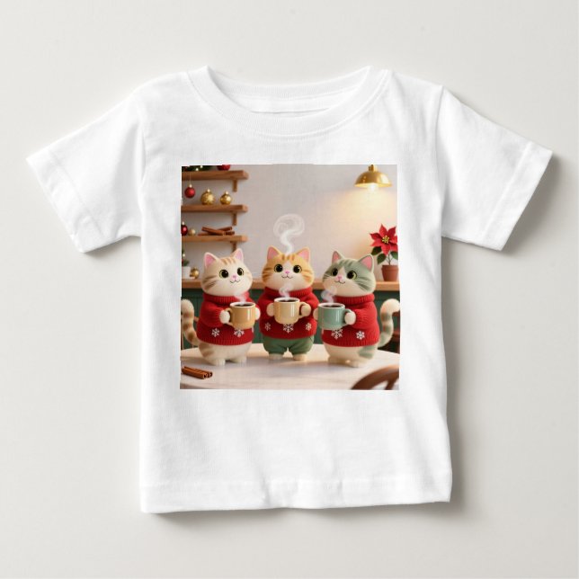 Cute Three Cats Baby Jersey T-Shirt (Frente)