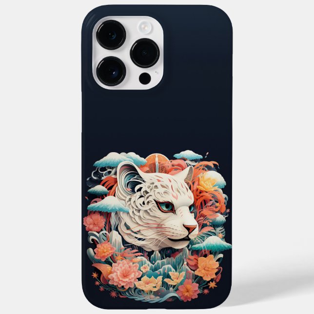 Cute Tiger com flores Cortar Papel (Verso)