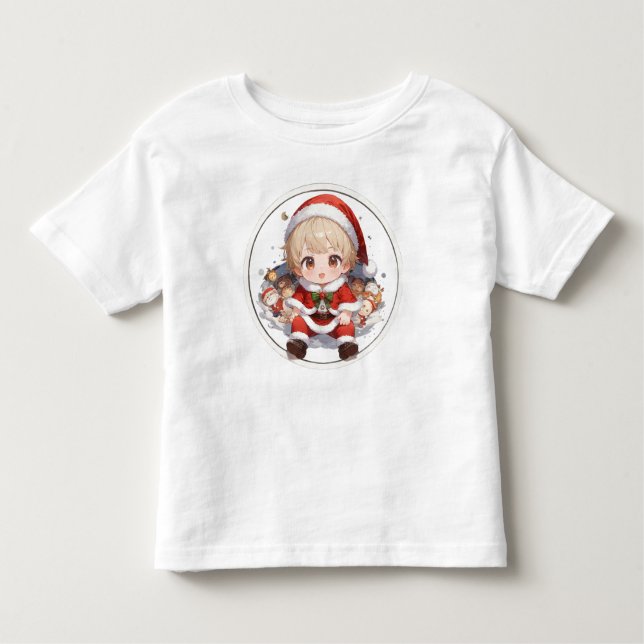 Cute Toddler Santa T-Shirt - Christmas Fine Jersey (Frente)