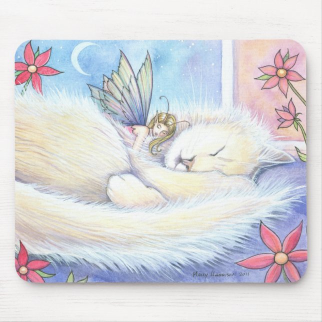 Cute Travesseiro de Gato e Fada Mousepad (Frente)