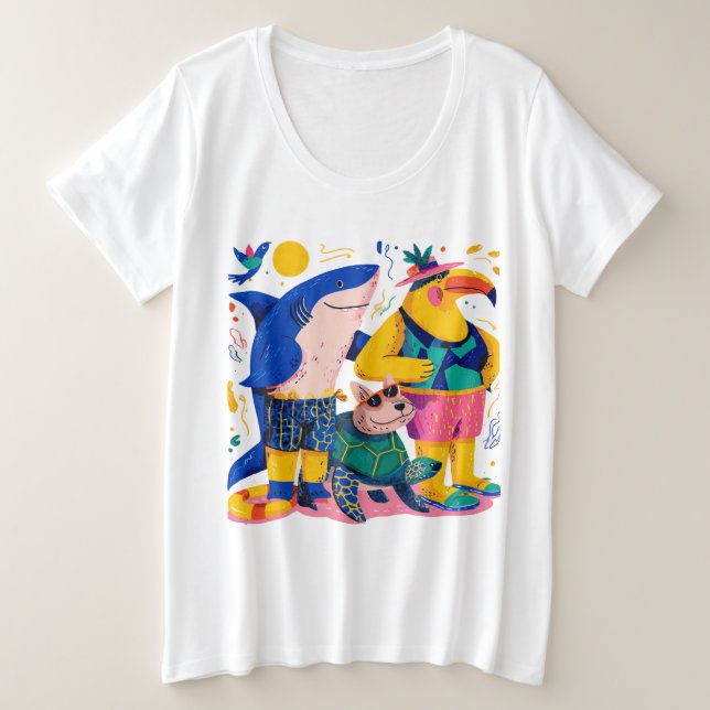 Cute Tropical Animals T-Shirt Gift (Frente do Design)