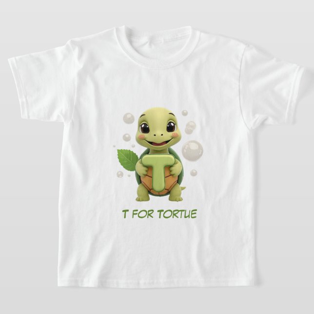 Cute Turtle Kids T-Shirt | T is for Tortue Alphabe (Postura )