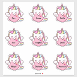 Cute Unicorn Personalizar Várias Etiquetas de nome