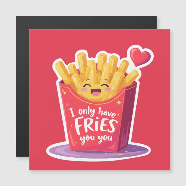 Cute Valentine French Fries Pun (Frente/Verso)