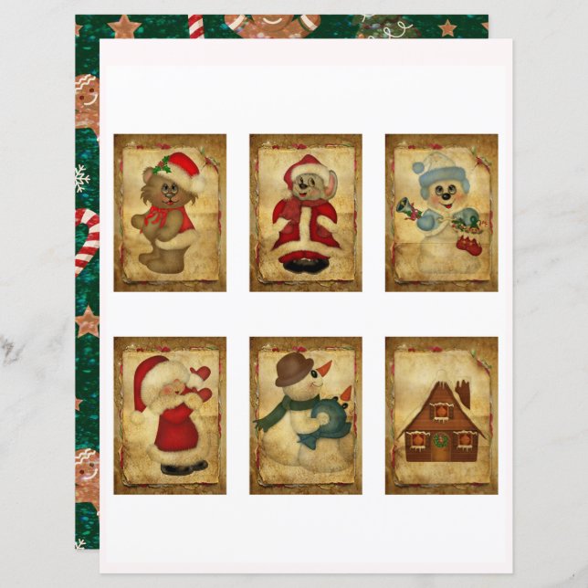 Cute Vintage Christmas ATC Cards  (Frente/Verso)