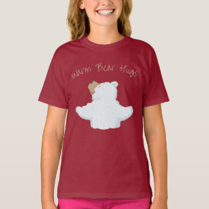 Cute Warm Bear Hugs Urso Polar Fofo Camiseta Gráfi