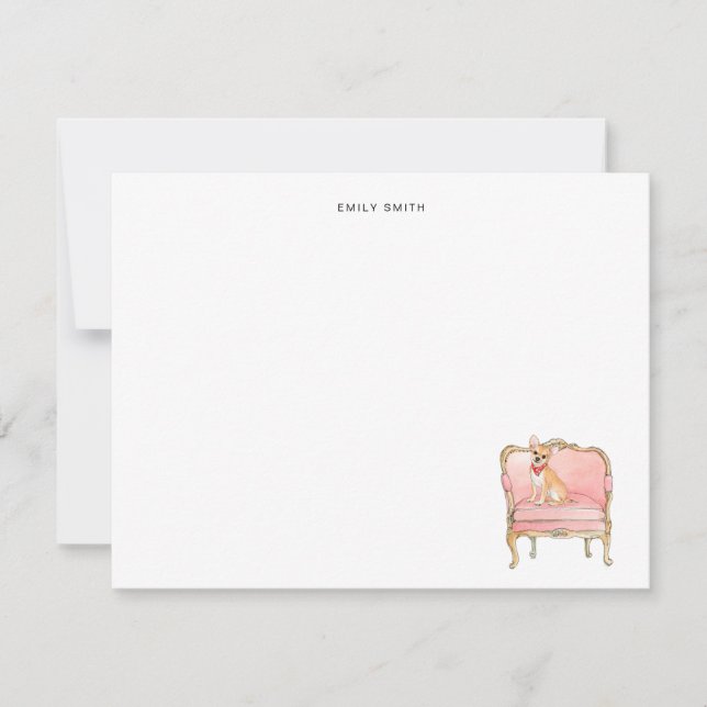 Cute Watercolor Chihuahua Cartões de agradecimento (Frente)