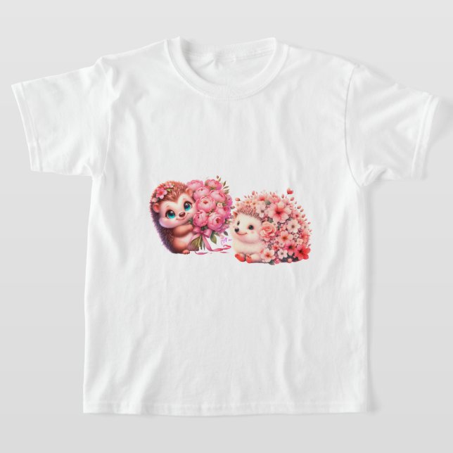 Cute Watercolor Hedgehogs in Love T-Shirt (Postura )