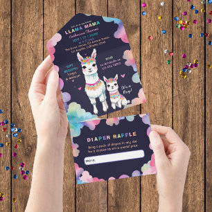 Cute Watercolor Llama Mama Chá de fraldas mexicano