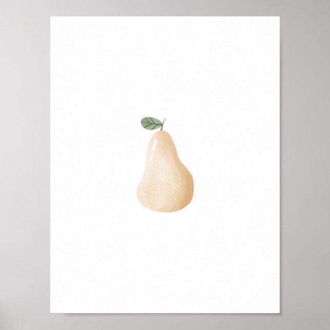Cute Watercolour Pear Fruit Nursery Poster (Frente)