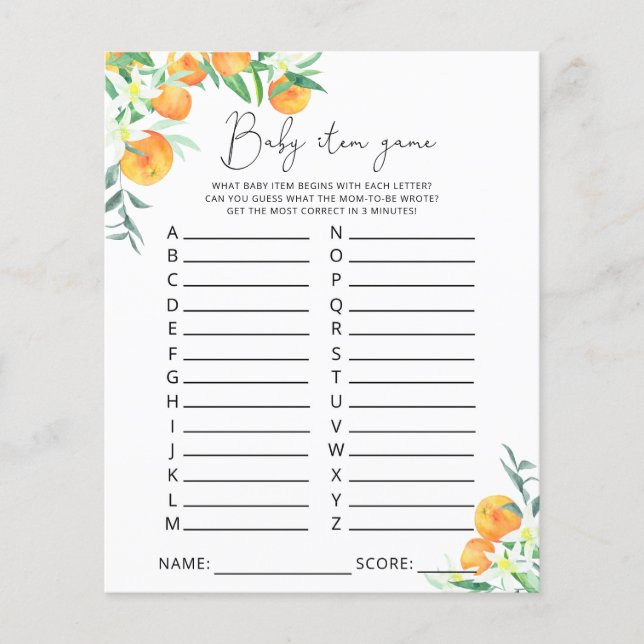 Cutie Jogo de Item de Bebê. Jogo do chá de fraldas (Frente)