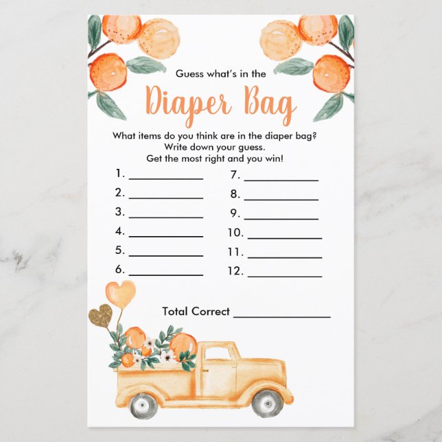 Cutie Orange Citrus Guess O que há na Fralda Bag (Frente)