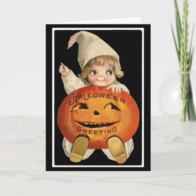 Cutie Pie Com Pumpkin - Cartão De Halloween (Frente)