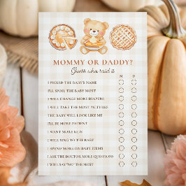 Cutie Pie Fall Baby Shower Mommy or Daddy Game