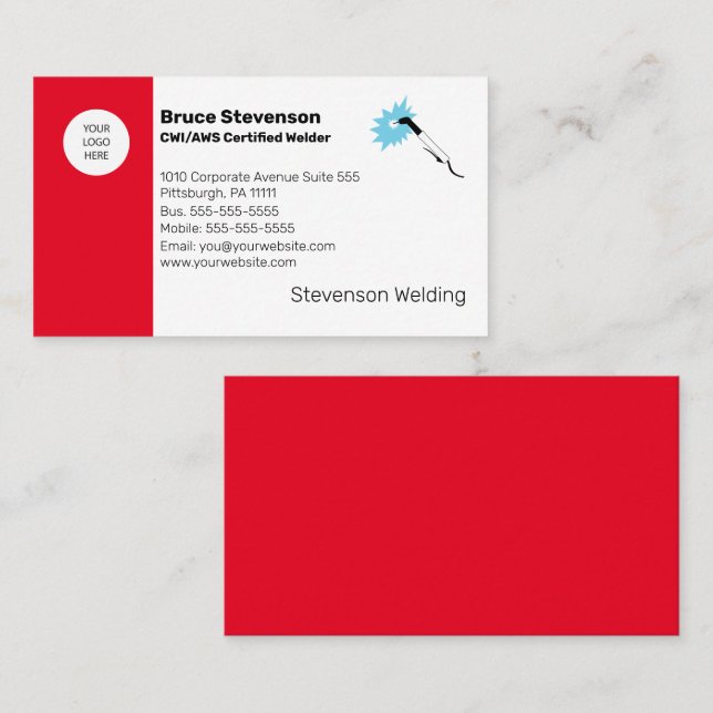 CWI | AWS Certified Welder Cartão de visita (Frente/Verso)