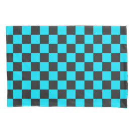 Cyan and charcoal checkerboard pattern