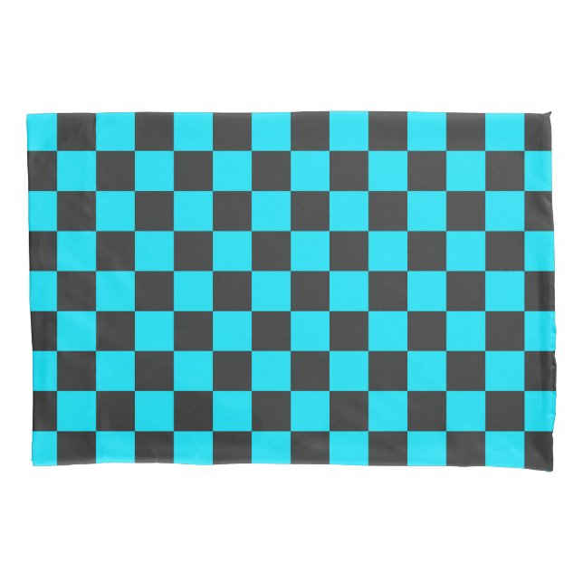 Cyan and charcoal checkerboard pattern (Frente-Esquerda)