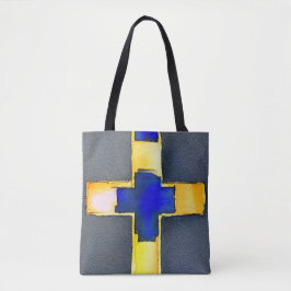 Cyan e Dourado Cross Tote Bag