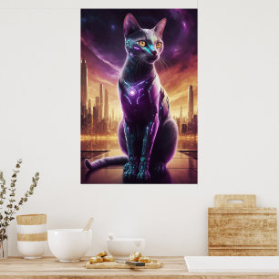 Cyber Cat Poster - Muro Felino Físico Físico-Físic