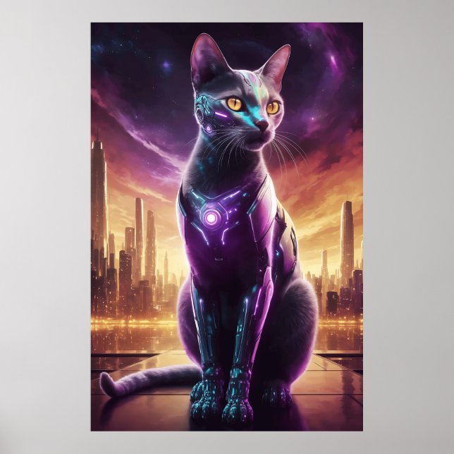 Cyber Cat Poster - Muro Felino Físico Físico-Físic (Frente)